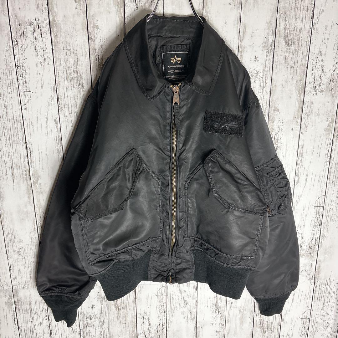 【ALPHA】アルファ CWU ミリタリーフライトジャケット M ブラック▲□