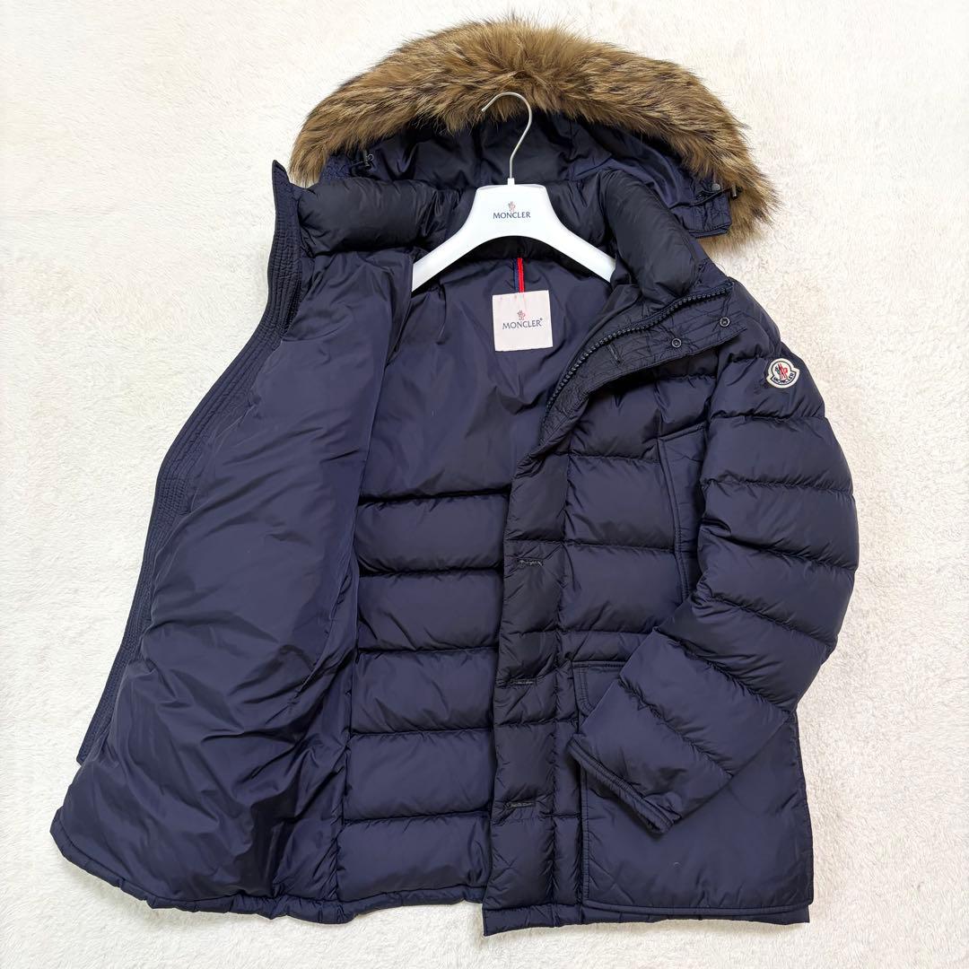 【美品】モンクレール クルーニー ダウンジャケット リアルファー ネイビー 3