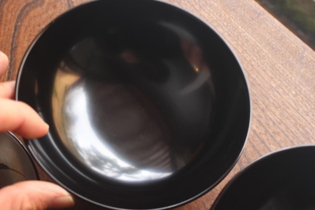 デッドストック！極上ススキ文に優美な内銀雁蒔絵の大椀2点（検輪島塗蒔絵椀雑煮椀