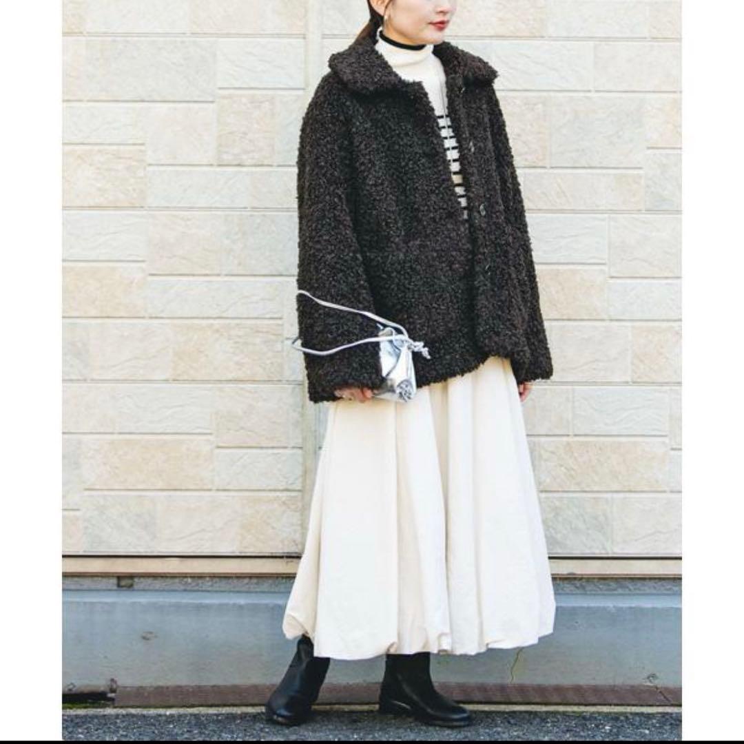 ダークブラウン ボックスシルエット ジャケット