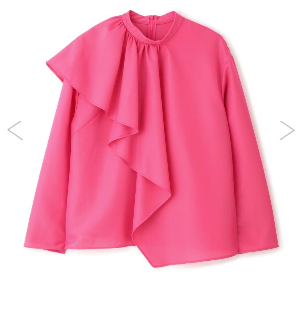 お正月価格★アドーア★美品★フリル付きピンク長袖ブラウス★サイズ38