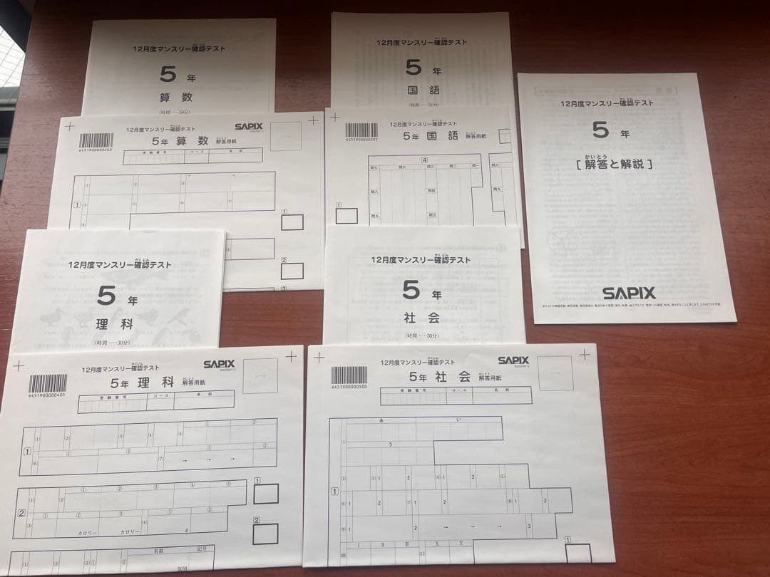 SAPIX 5年　2024年12月マンスリーテスト