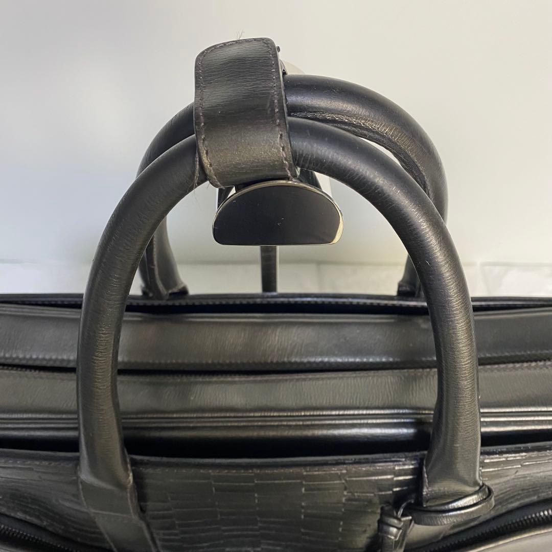 モンブラン　ビジネスバッグ　オールレザー　ロゴ　ダークグレー　MB09296