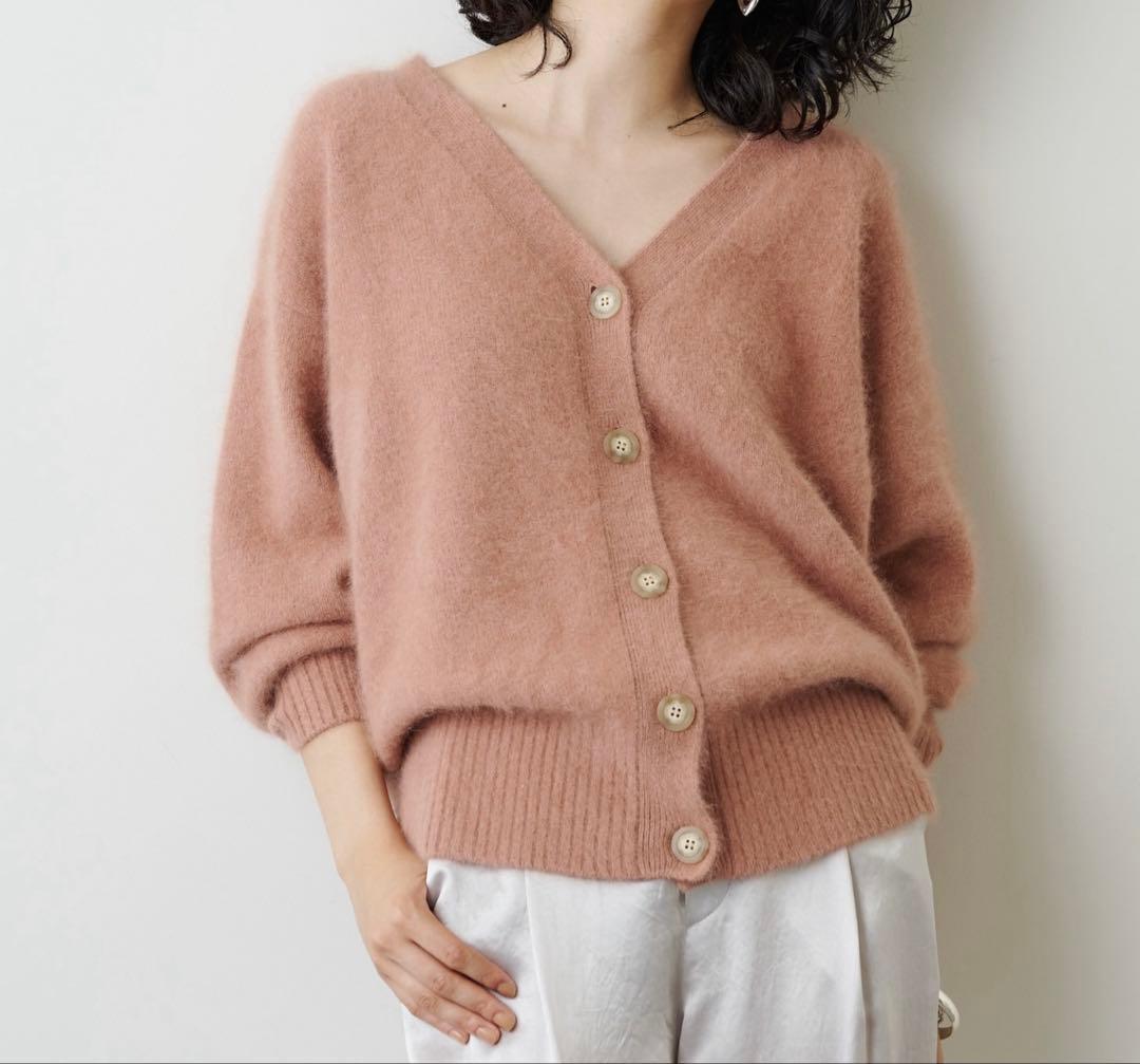 極美品＊定価2.8万 ウィムガゼット 2WAYファーニットカーディガン ピンク