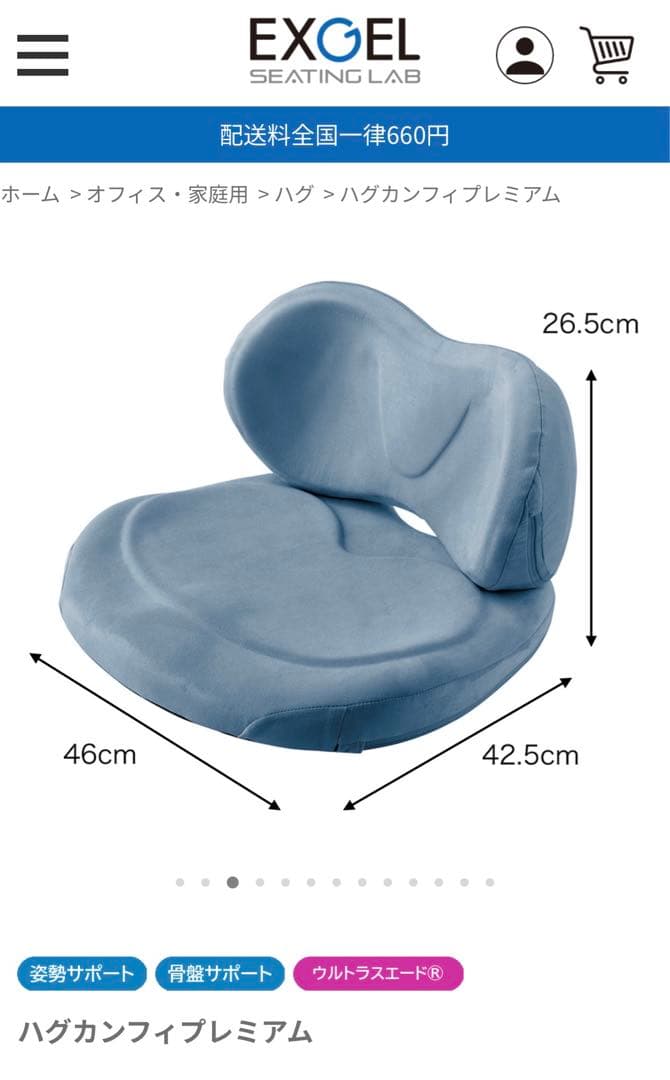 EXGEL ウルトラスエード 骨盤・姿勢矯正クッション 紫