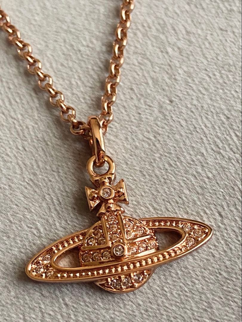 土星モチーフ ネックレス ローズゴールド