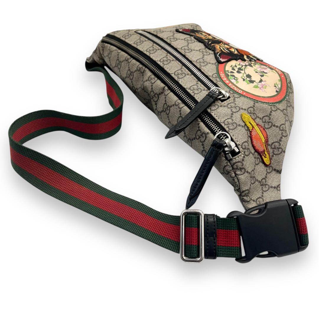 美品■グッチ　アングリーキャット　GGキャンバス　PVC　ボディバッグ