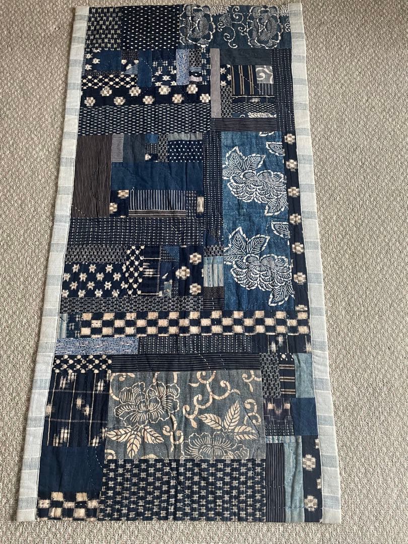 古布　木綿藍染型染雪ん子絣