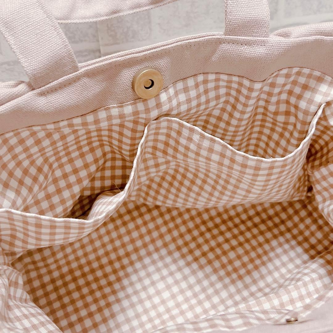 フリルトートバッグ コヤンイサムチョン ヒョウ柄 猫 ひょっこり猫ちゃん 刺繍