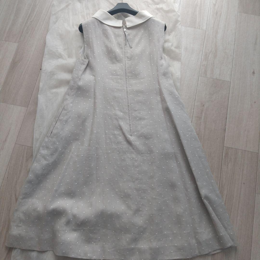 FOXEY ノースリーブ ひざ丈ワンピース グレー