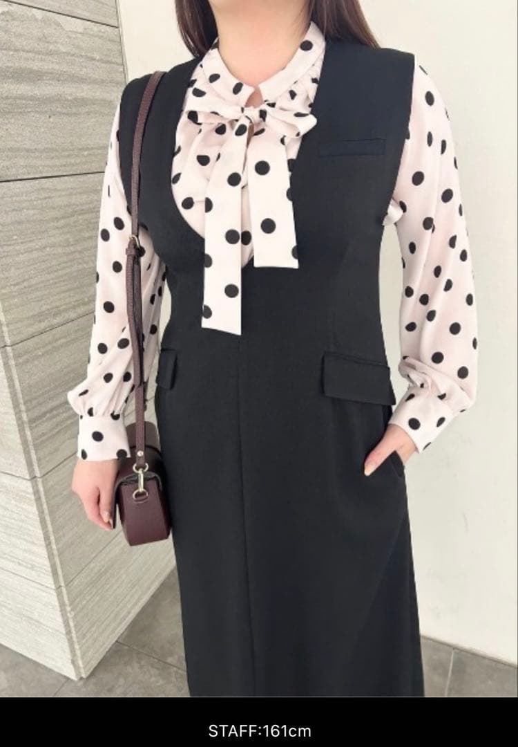 ピンキーアンドダイアン ドットプリントギャザーブラウス 38