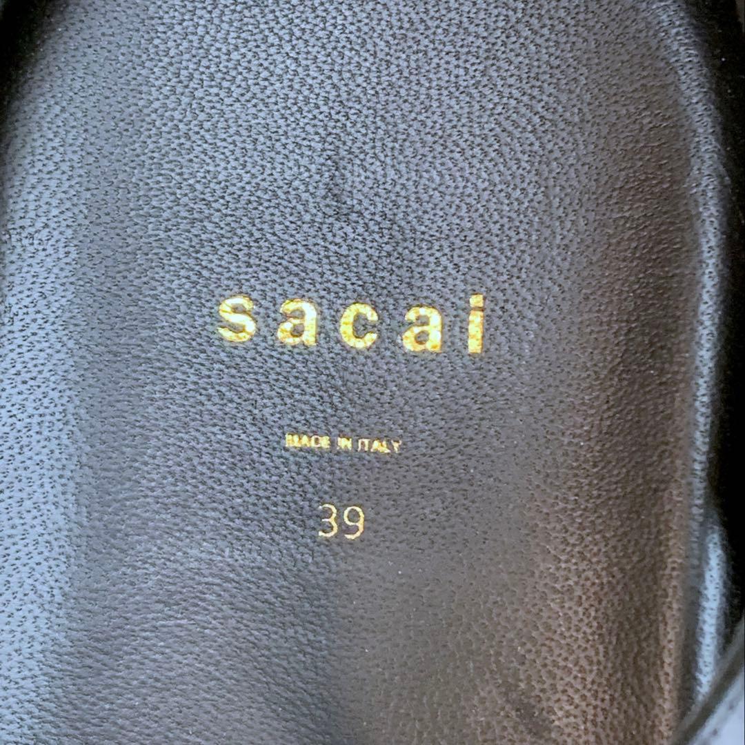 美品 sacai レザー プラットフォーム 厚底 ストラップ サンダル 39