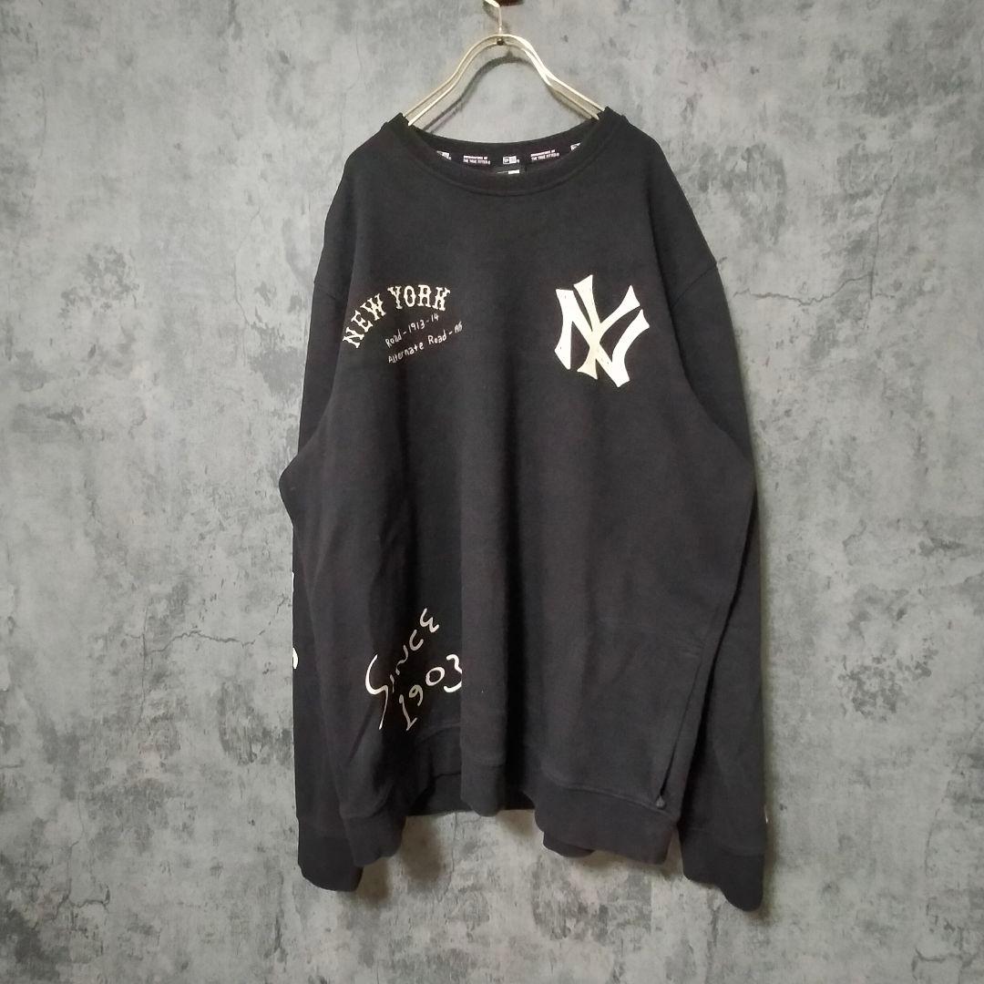 【美品】(3XL) ニューエラ ヤンキース トレーナー ビックプリント ロゴ
