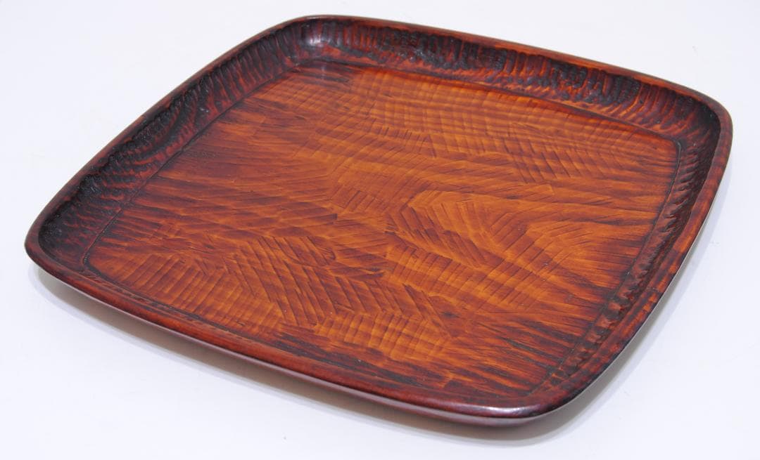 讃岐彫　刳り貫き　刳り抜き　くり抜き　四方 盆　木製　漆器　折敷　香川　漆塗り