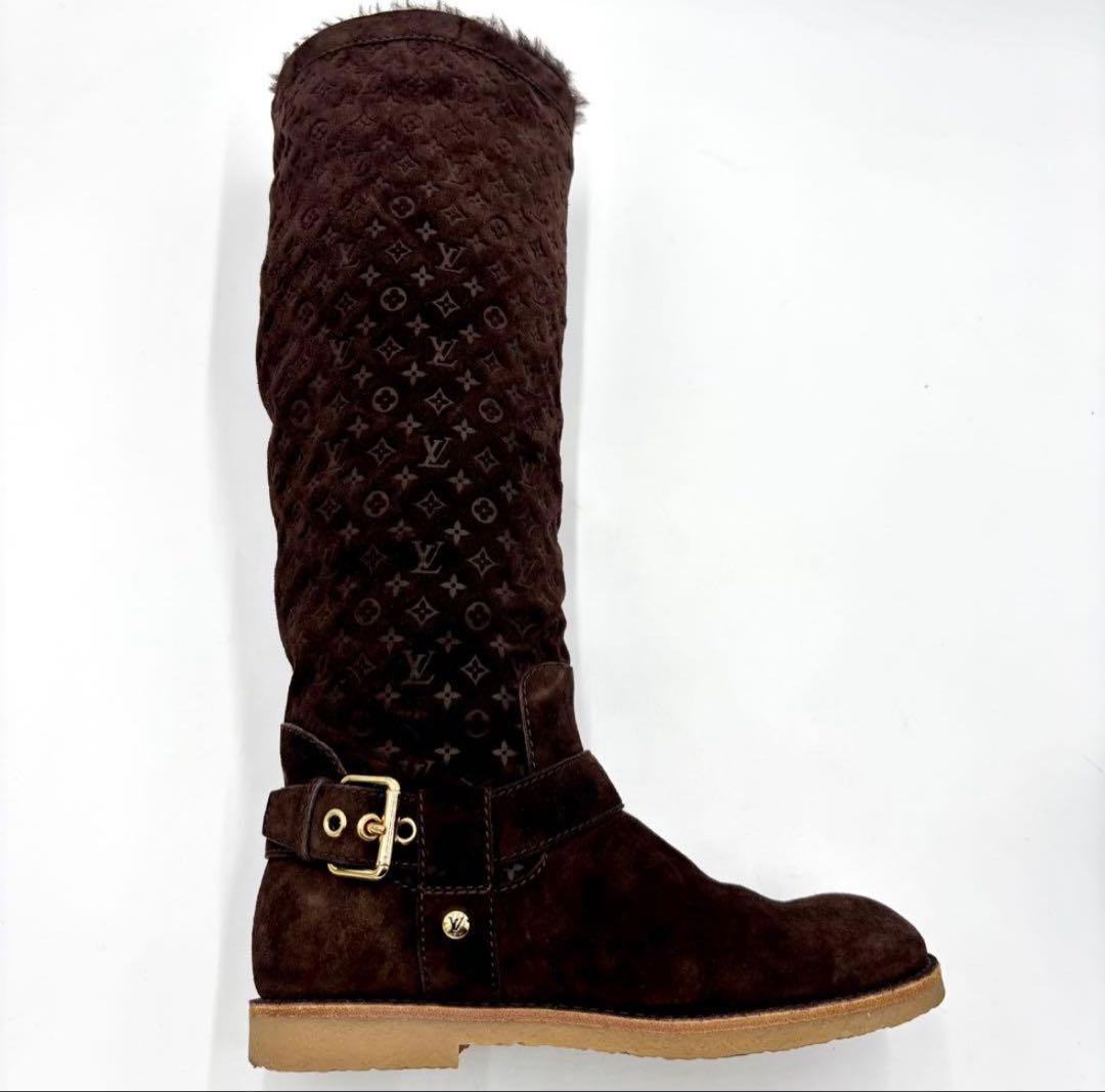 ルイヴィトン モノグラム スエード ムートンブーツ 36 ブラウン