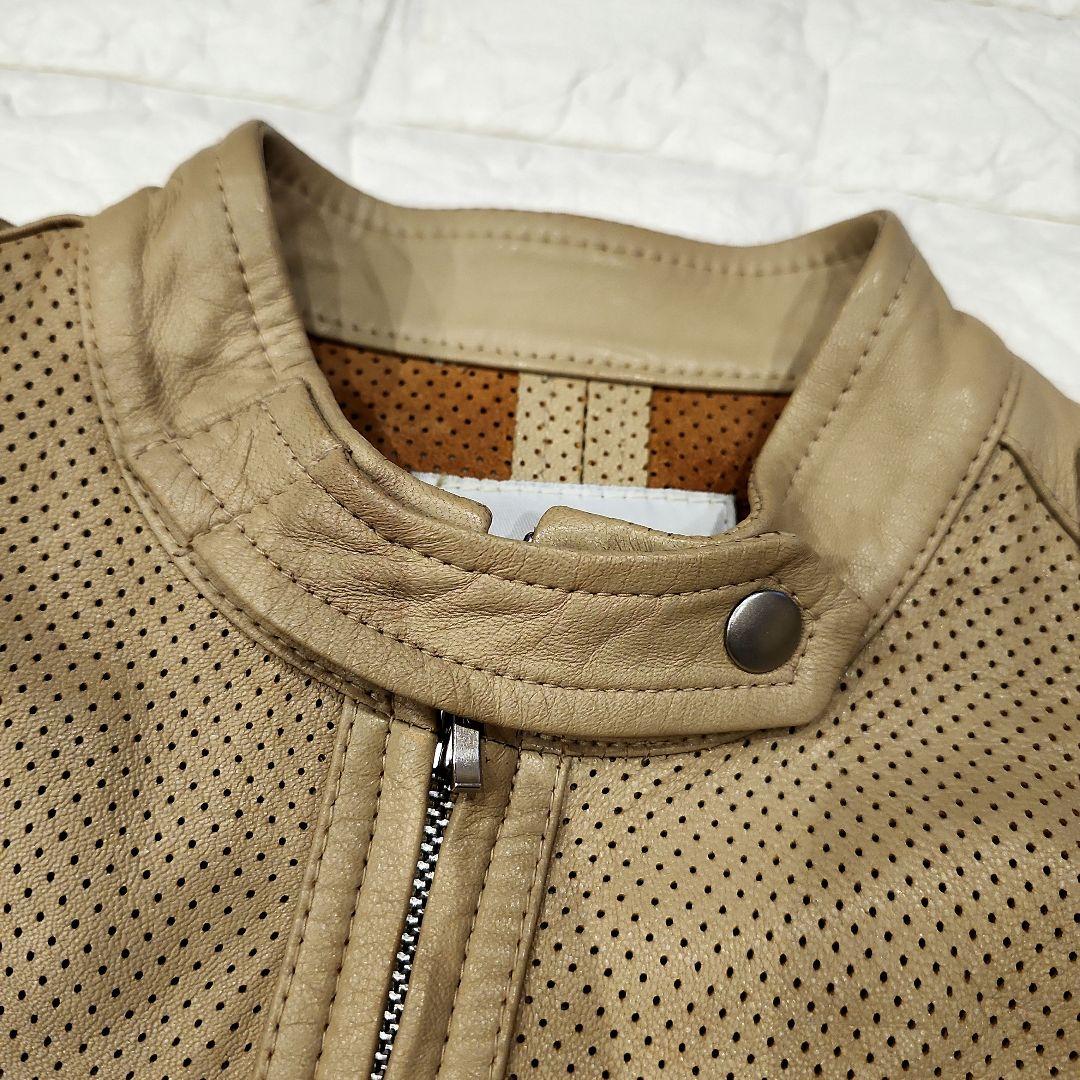 FLASK レザージャケット　ラムレザー　ベージュ　パンチング　原料イタリア産