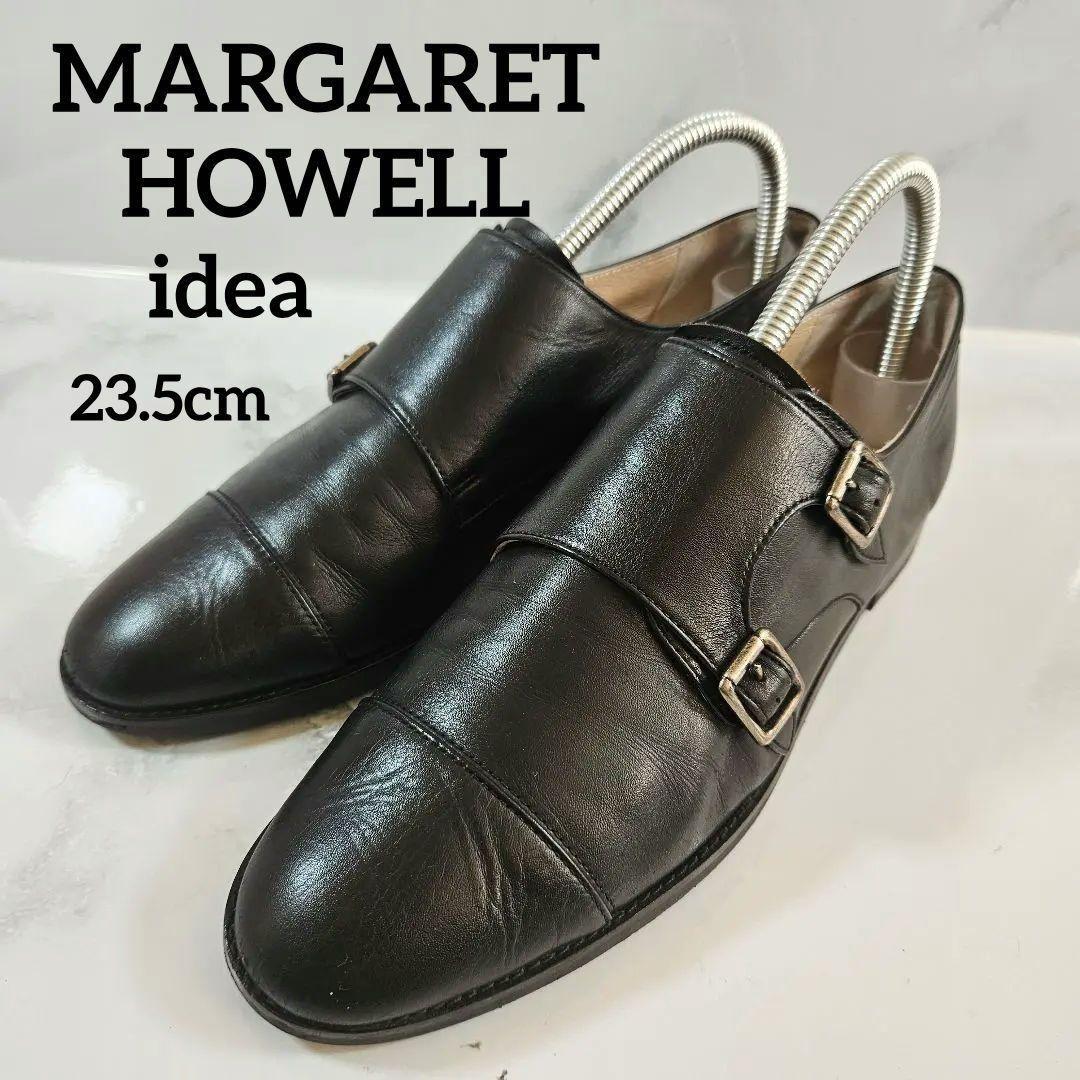 MARGARET HOWELL idea ダブルモンク レザーシューズ ブラック