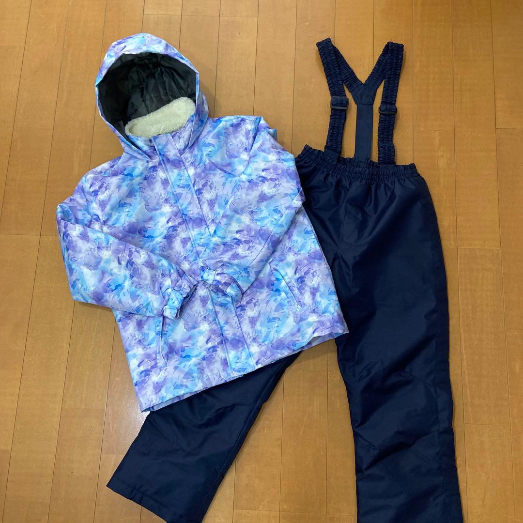 Girls160cmスキーウェア上下　パープル×ネイビー