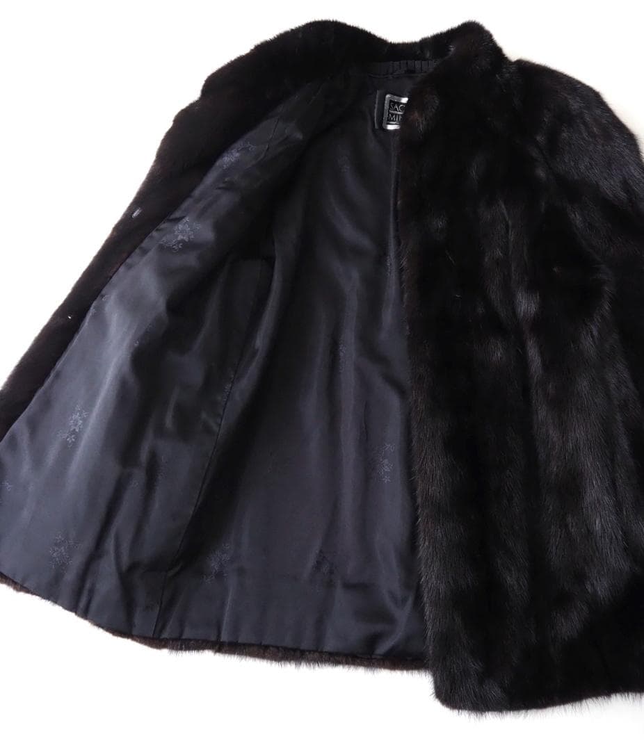 美品 SAGA MINK サガミンク 高級毛皮 銀タグ ブラック 13 XL