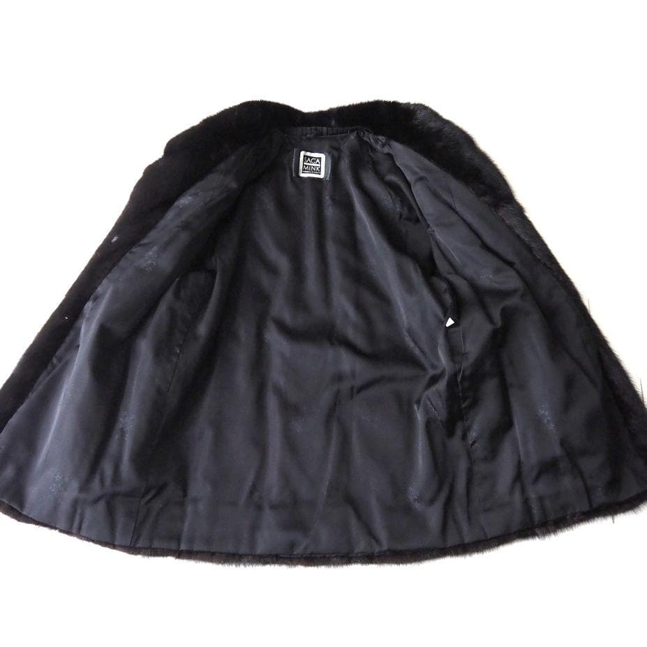 美品 SAGA MINK サガミンク 高級毛皮 銀タグ ブラック 13 XL
