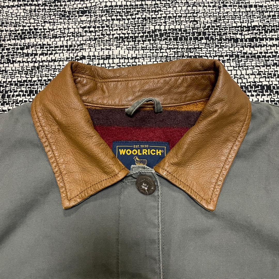 WOOLRICH 90s ワークジャケット 襟レザー 裏地ブランケット