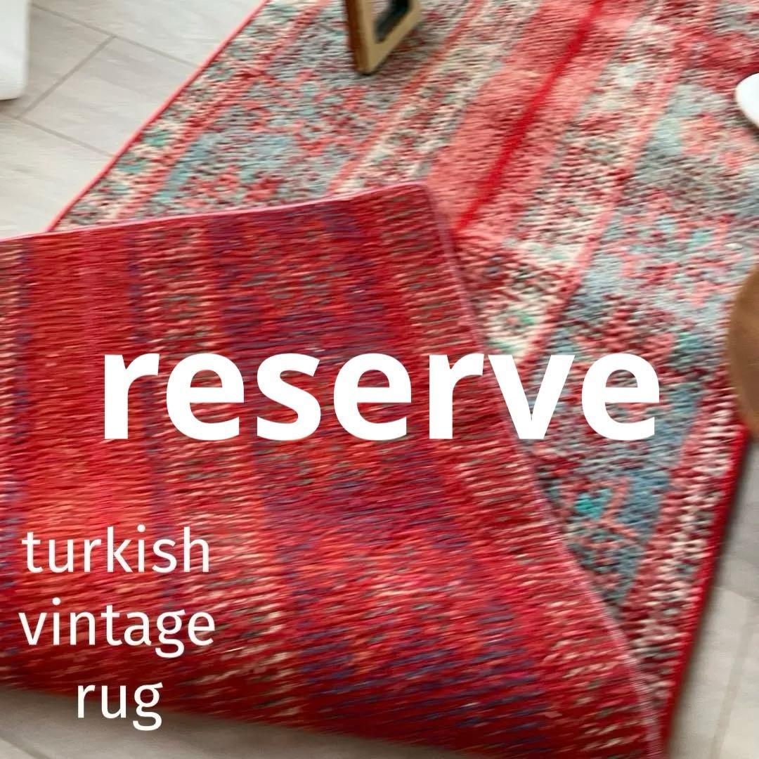 超ロング✳︎56×273 ストロベリーレッド　パッチワーク　トルコヴィンテージラグ