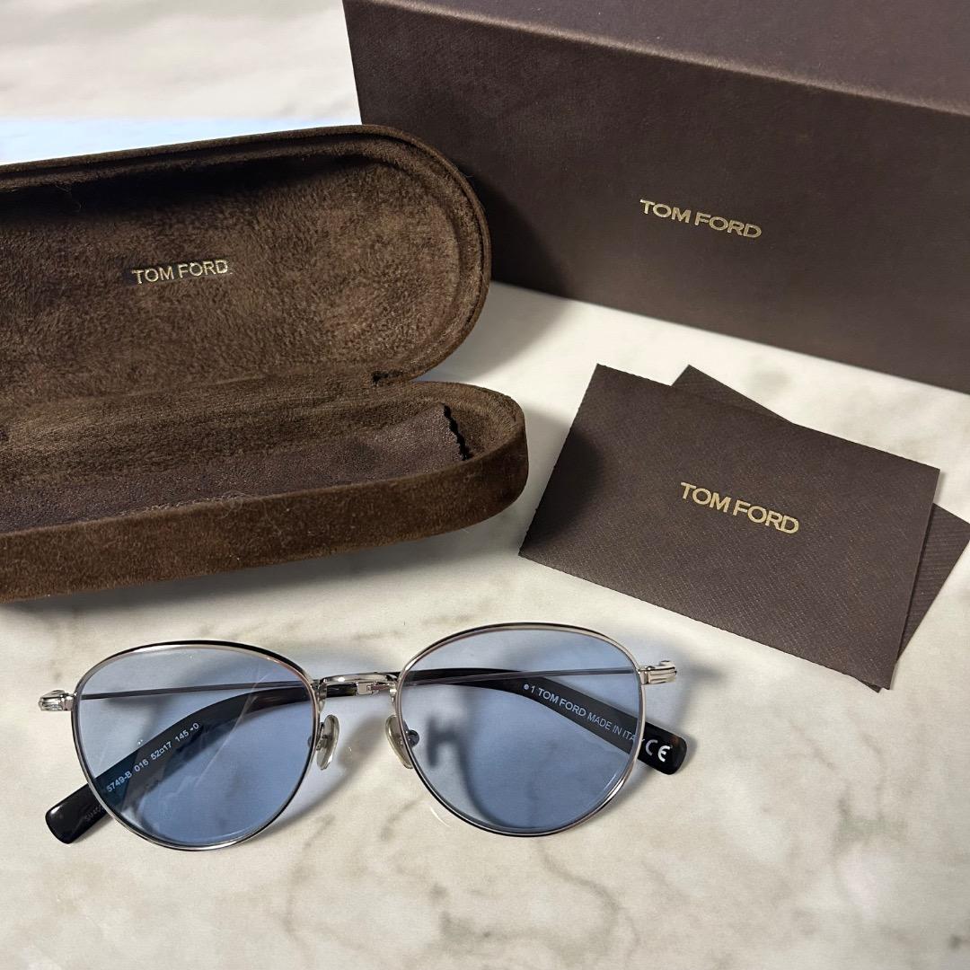 【美品】TOM FORD サングラス ブルー　シルバーメタルフレーム　男女兼用