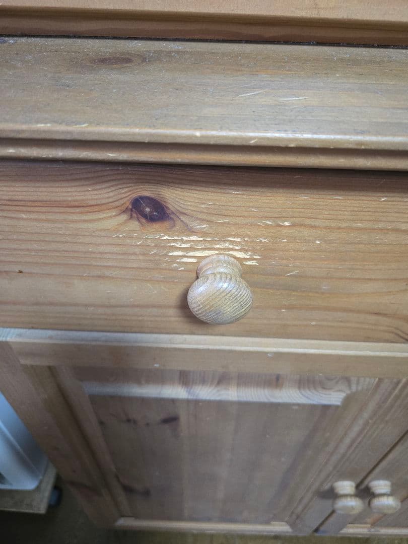 パイン材 食器棚 ガラス扉付き