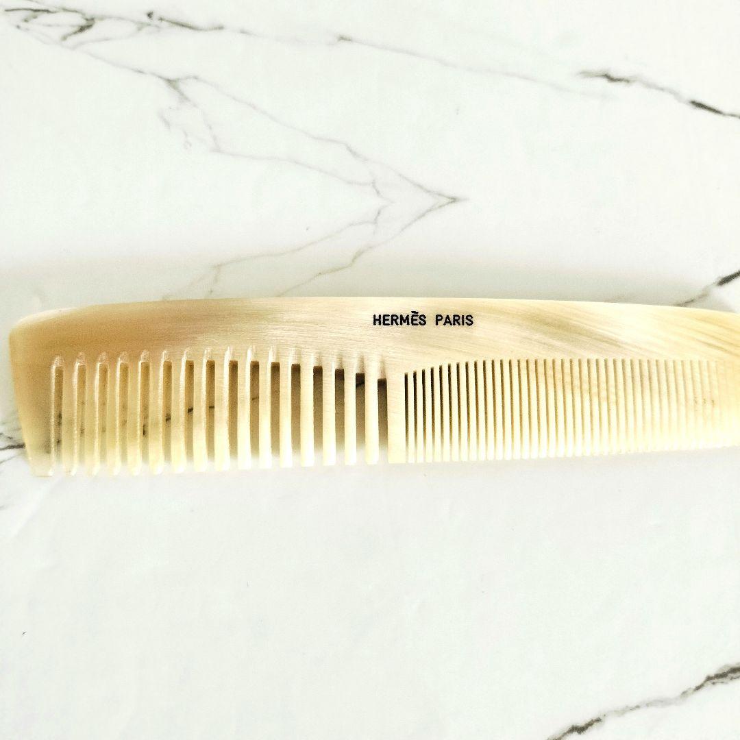 美品☆HERMES エルメス☆コーム 櫛 バッファローホーン ケース付