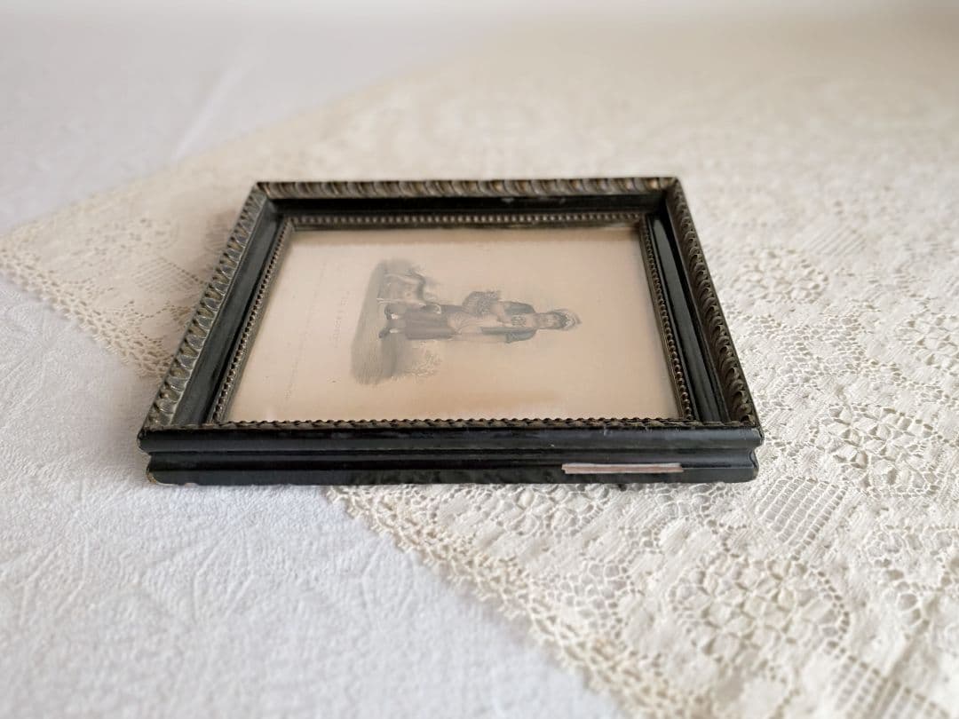 * antique picture ❀* 女の子とワンちゃんのいる 版画プリント