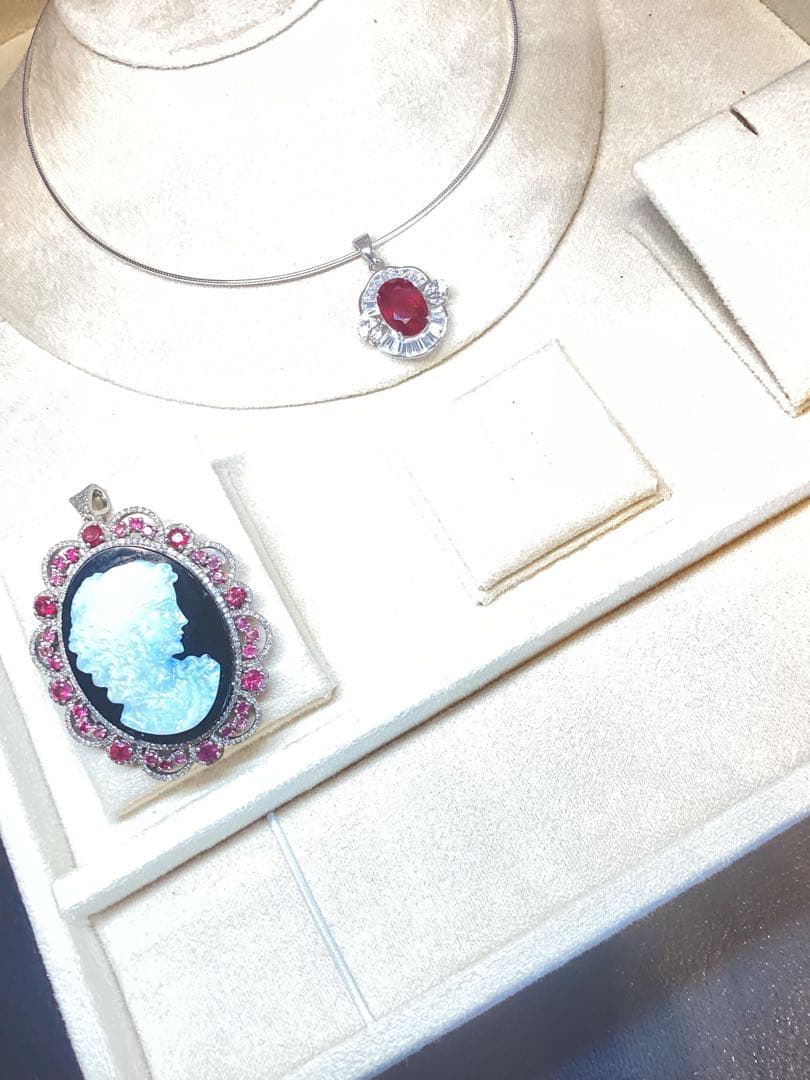 t*a様 天然ルビーサファイアエメラルドリング＆ネックレスセット　サイズ限定16