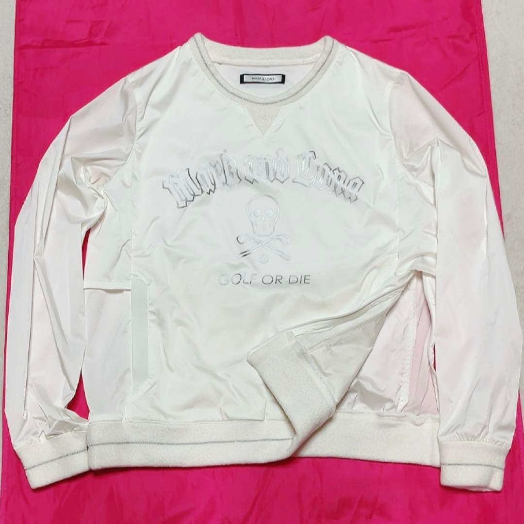 美品　マークアンドロナ 　スニード　ナイロン　スカル　白　ボア　シルバー