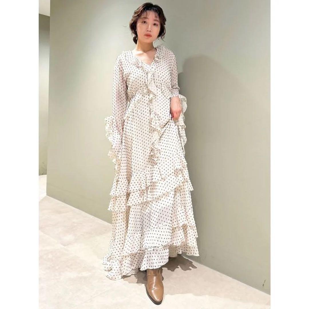 リリーブラウン フリルワンピース ドット