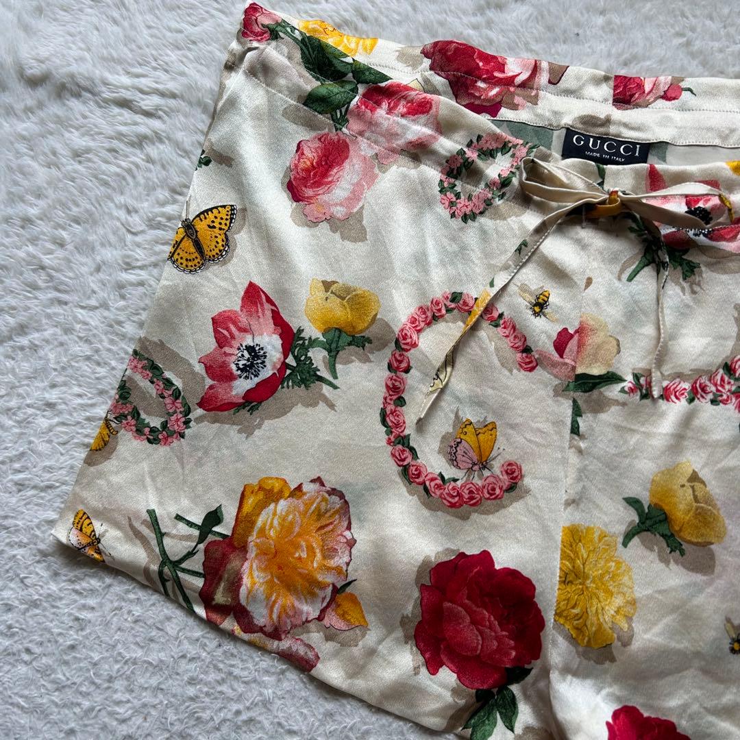 【90s】グッチ ショートパンツ フラワー 総柄 シルク100% トムフォード期