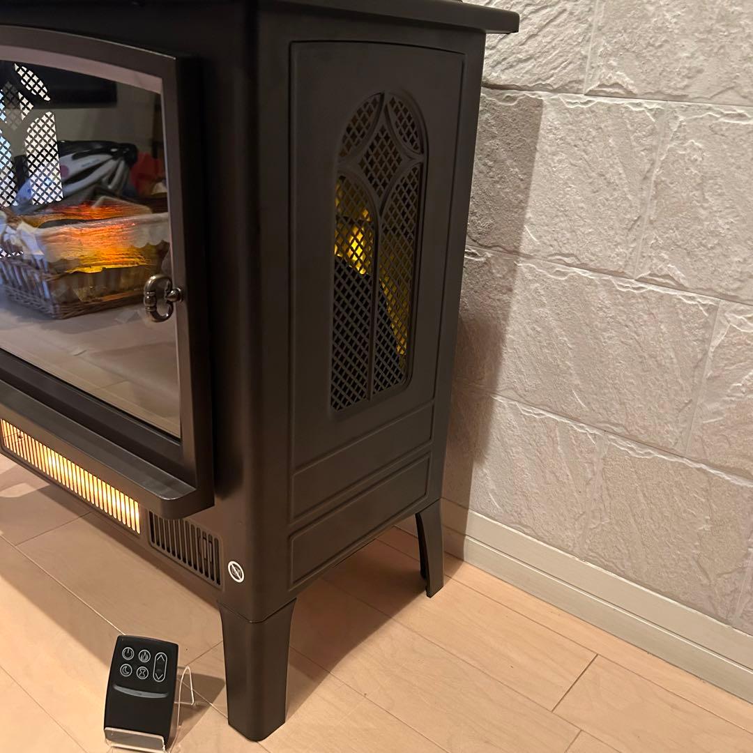 【極美品】QVCジャパン 暖炉型ヒーター ファンヒーター 電気ストーブ 黒