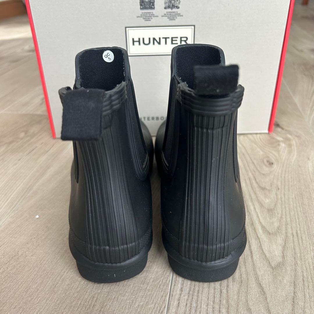 HUNTER レディースレインシューズ チェルシーブーツ　ブラック　24cm