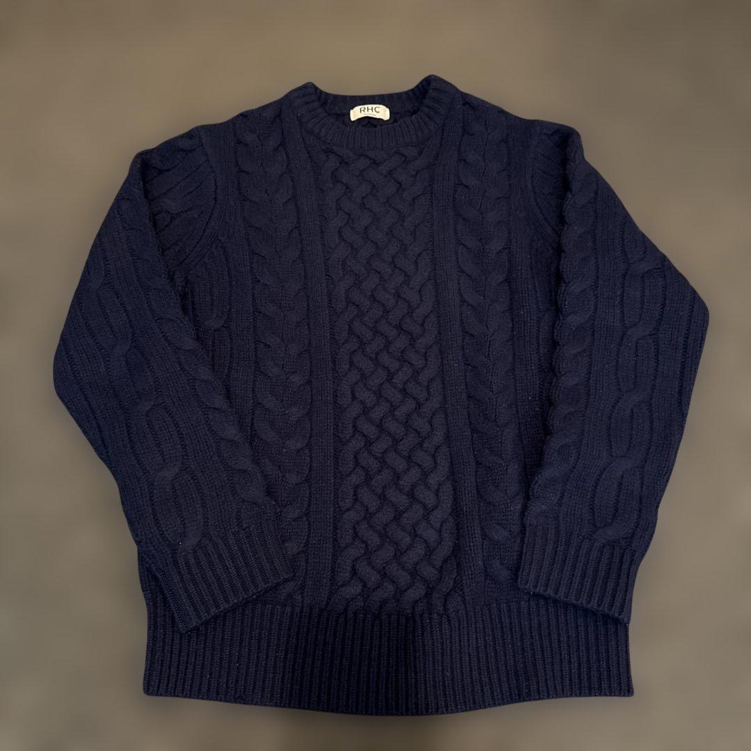 RHC ロンハーマン　メンズ　ケーブルニット　セーター　ネイビー