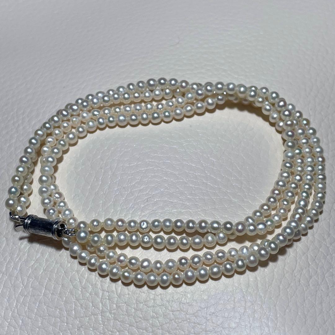 希少サイズ✨️ あこや真珠 パール ネックレス 約3mm 本真珠 2連 ベビー