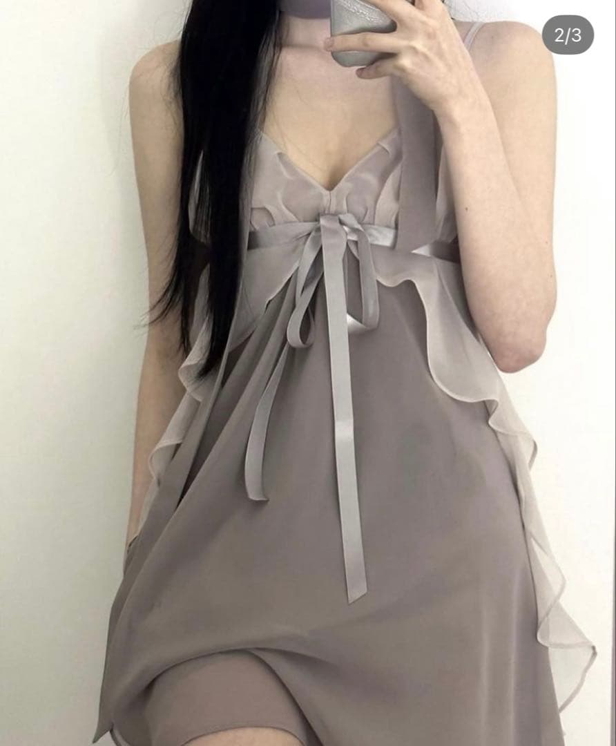 angelnumber555 リボンフリルドレス