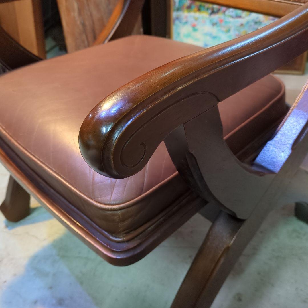 マルニ木工◆ビンテージ　ラタン　本革　ソファ　アーム　チェア 椅子 イス ④