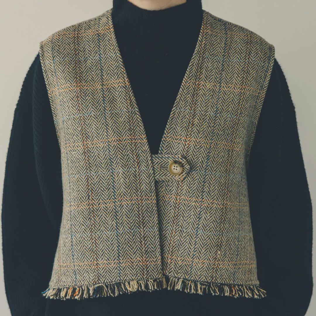 北欧、暮らしの道具店　ヘリンボーン柄のウールベスト 新品未使用