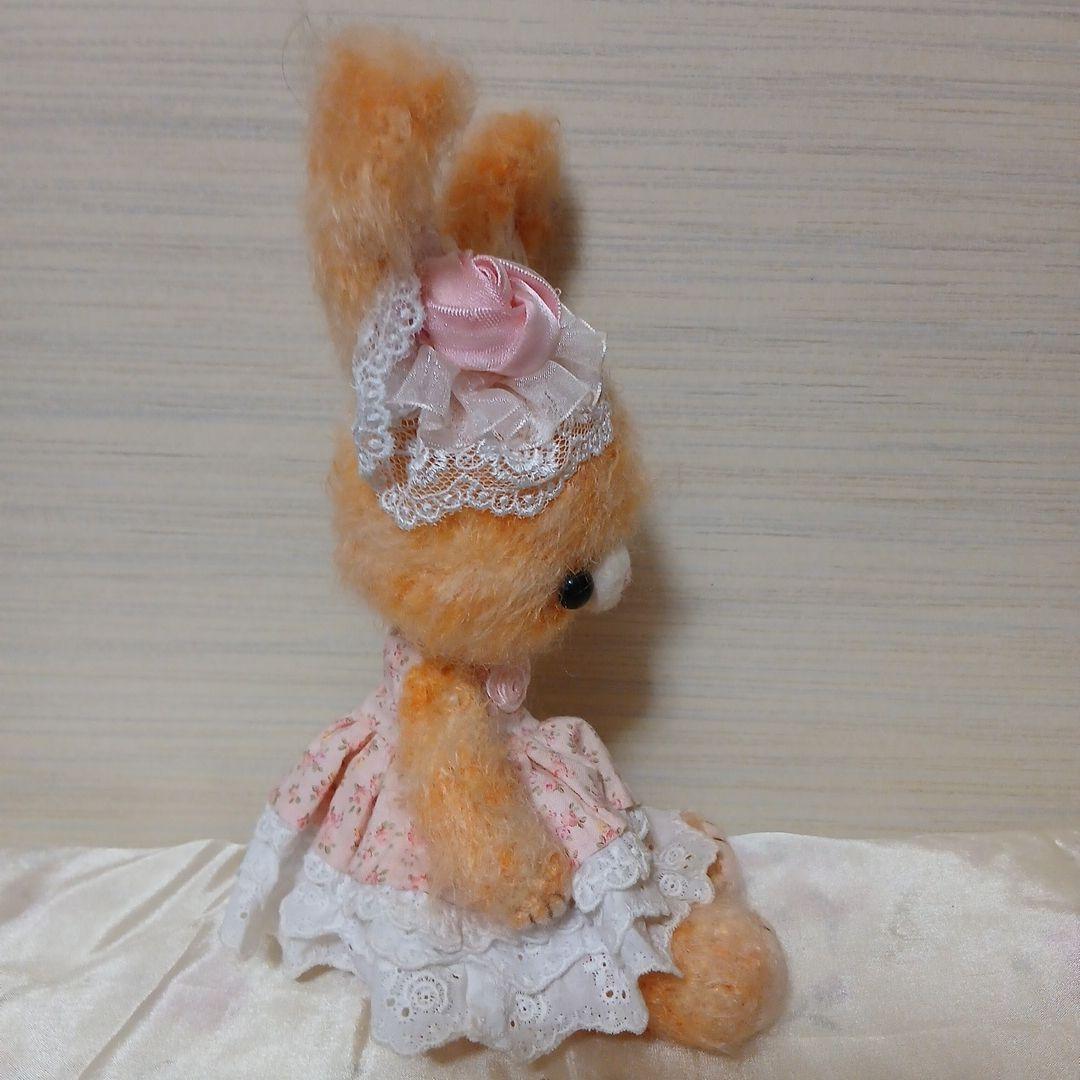 作家様　オレンジうさちゃん　ぬいぐるみ　花柄ドレス