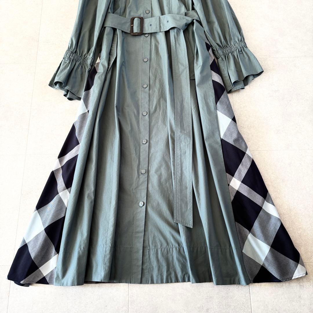 極美品✨️ブルーレーベルクレストブリッジ ノーカラーベルトシャツワンピース 38