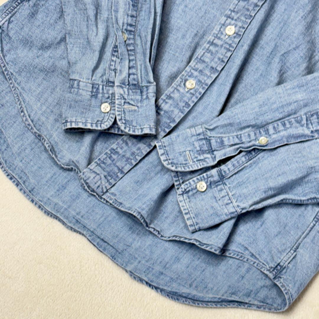 【美品】ラルフローレン ダンガリーシャツ L デニム マルチポニーオーバーサイズ