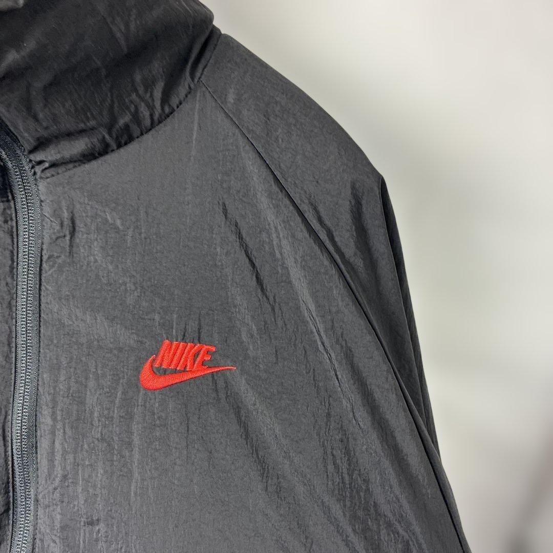 NIKEナイキ　リバーシブル　ナイロンジャケット　フリース　刺繍ロゴ　ブラック赤