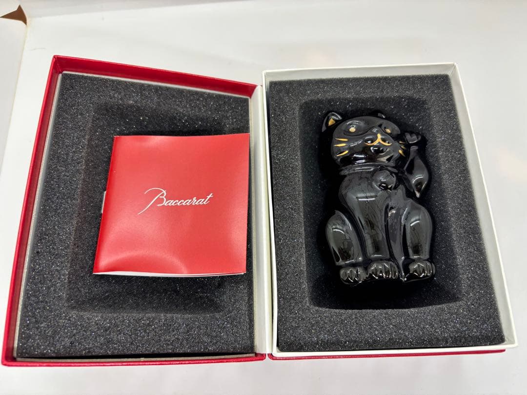 バカラ　ラッキーキャット　招き猫　ネイビー