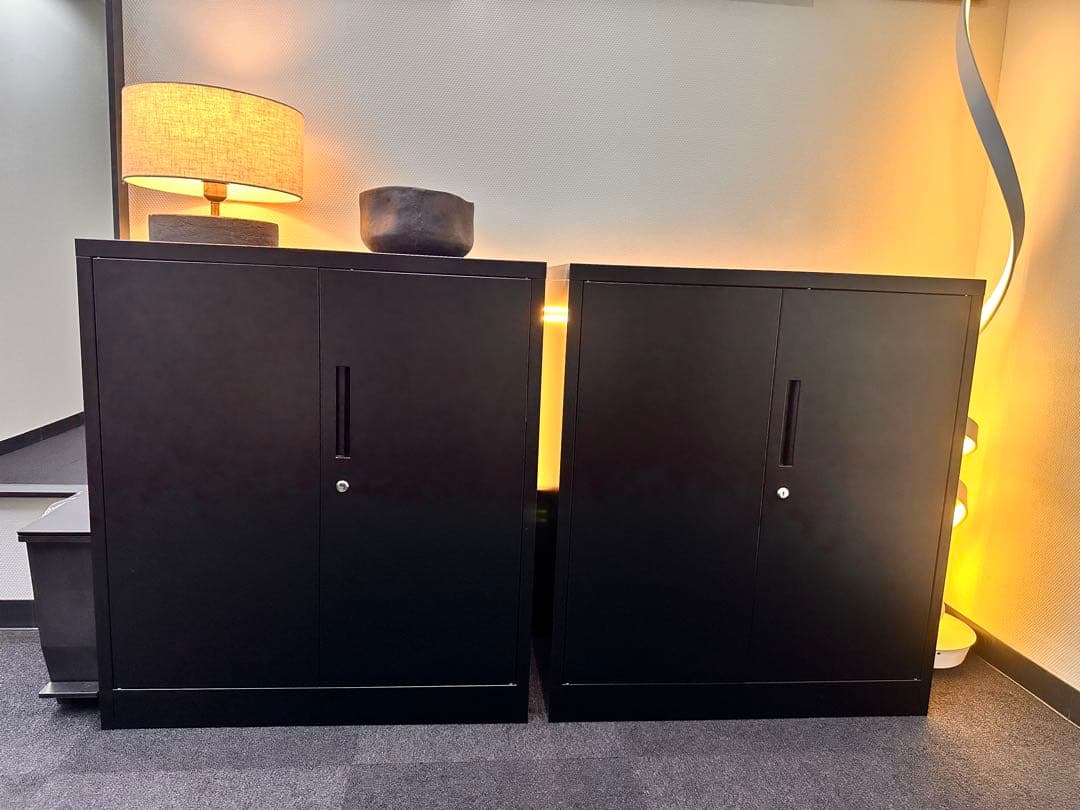 スチールキャビネット 鍵付き 1台 ブラック オフィス収納