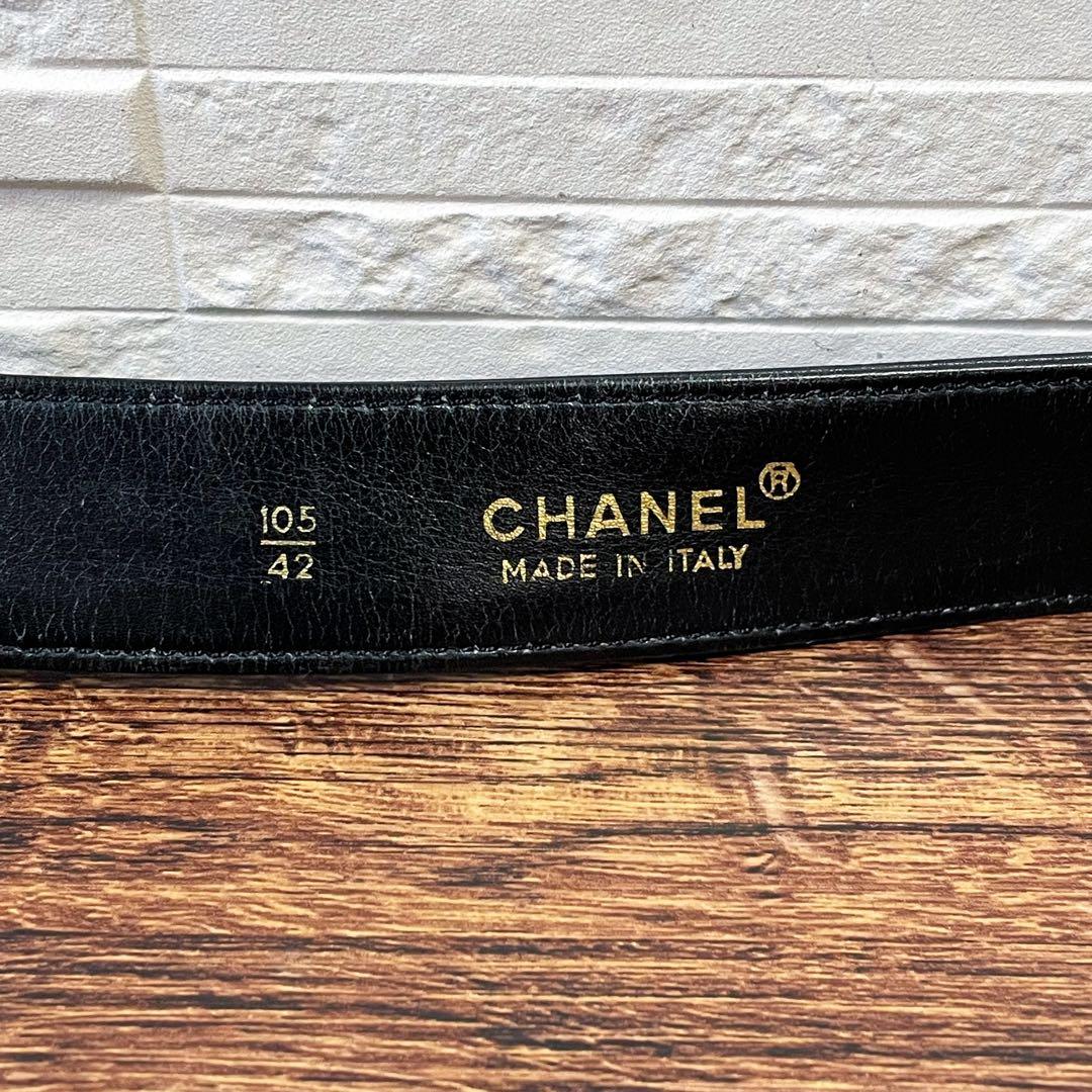 シャネル ビコローレ マトラッセ レザー ベルト ココマーク ラムスキン.