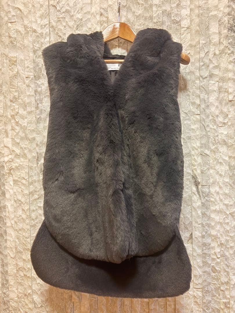 【新品未使用】PASSIONE フェークファー　フード付きベスト