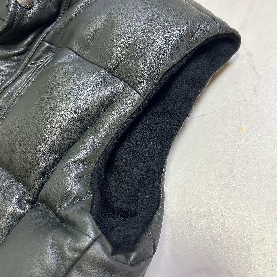 【希少】ポロラルフローレン レザー ダウンベスト リバーシブル 黒 M ウール